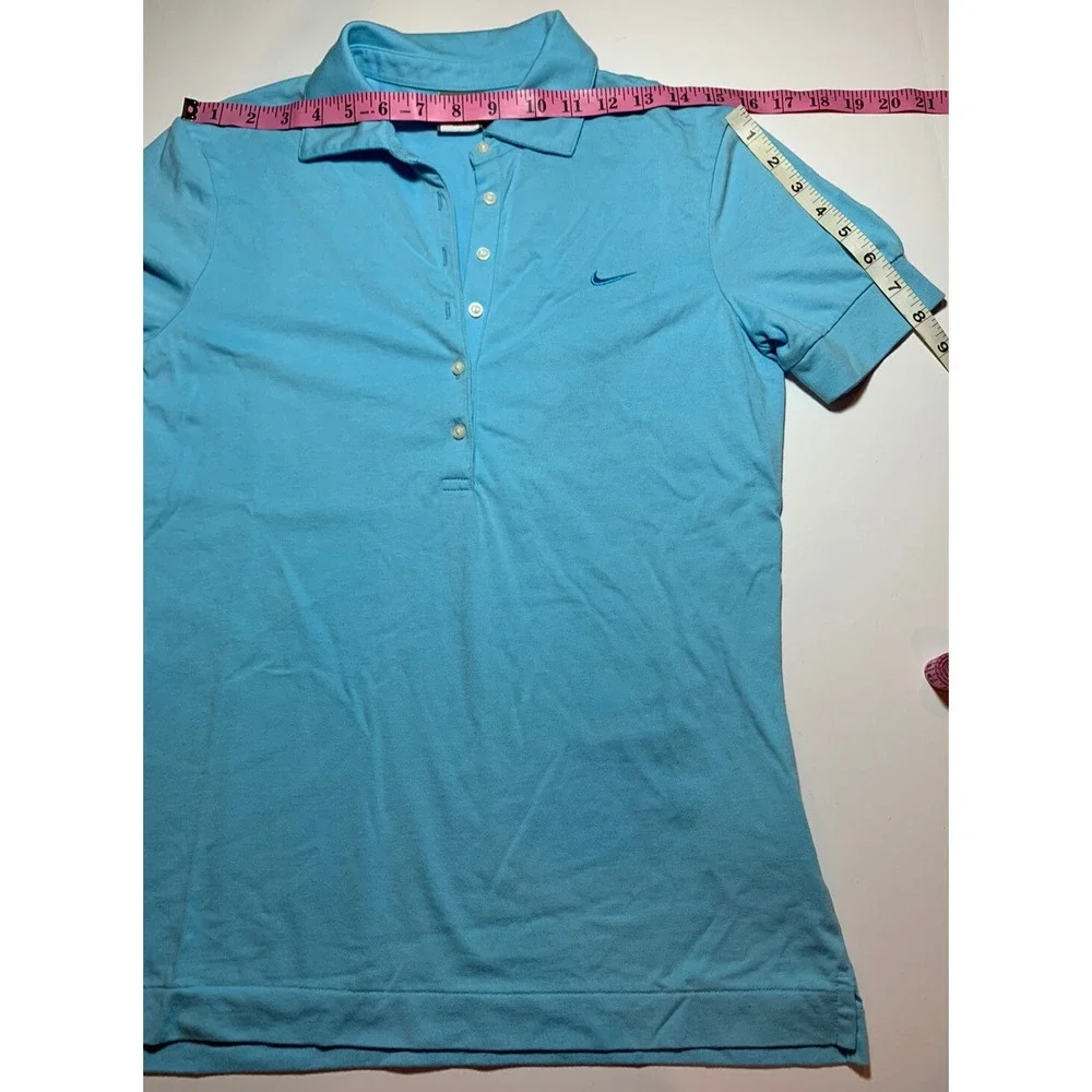 Nike Golf Fit Dry Blue Short Sleeve Collar Button V-Neck Top Medium